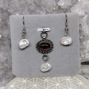 Natural Amber & Pearl Jewelry Set